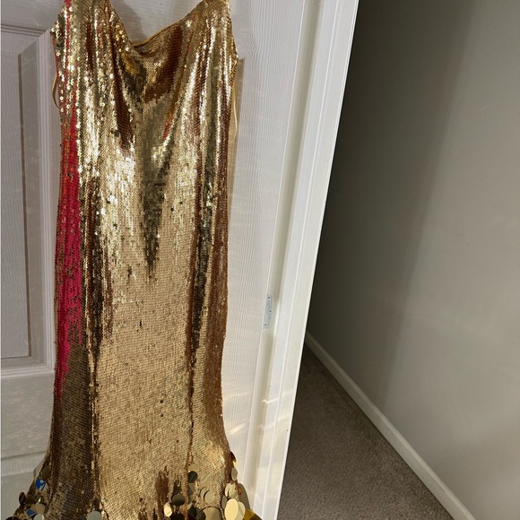 AKIRA Life of the Party Metallic Gold Midi Dress - Picture 2 of 5